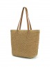 Fashion Weaved Straw Bag W/ Faux Leather Handle